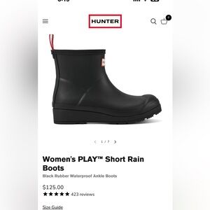 Hunter Women's Black Ankle Rain Boots sz 9 w new in box !!!